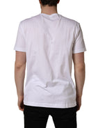 Dolce & Gabbana White DG Leaf Embroidery Crew Neck  T-shirt