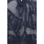 Brunello Cucinelli Blue Linen Polo Shirt