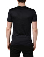 Dolce & Gabbana Dark Blue DG Logo Silk Men Crew Neck T-shirt