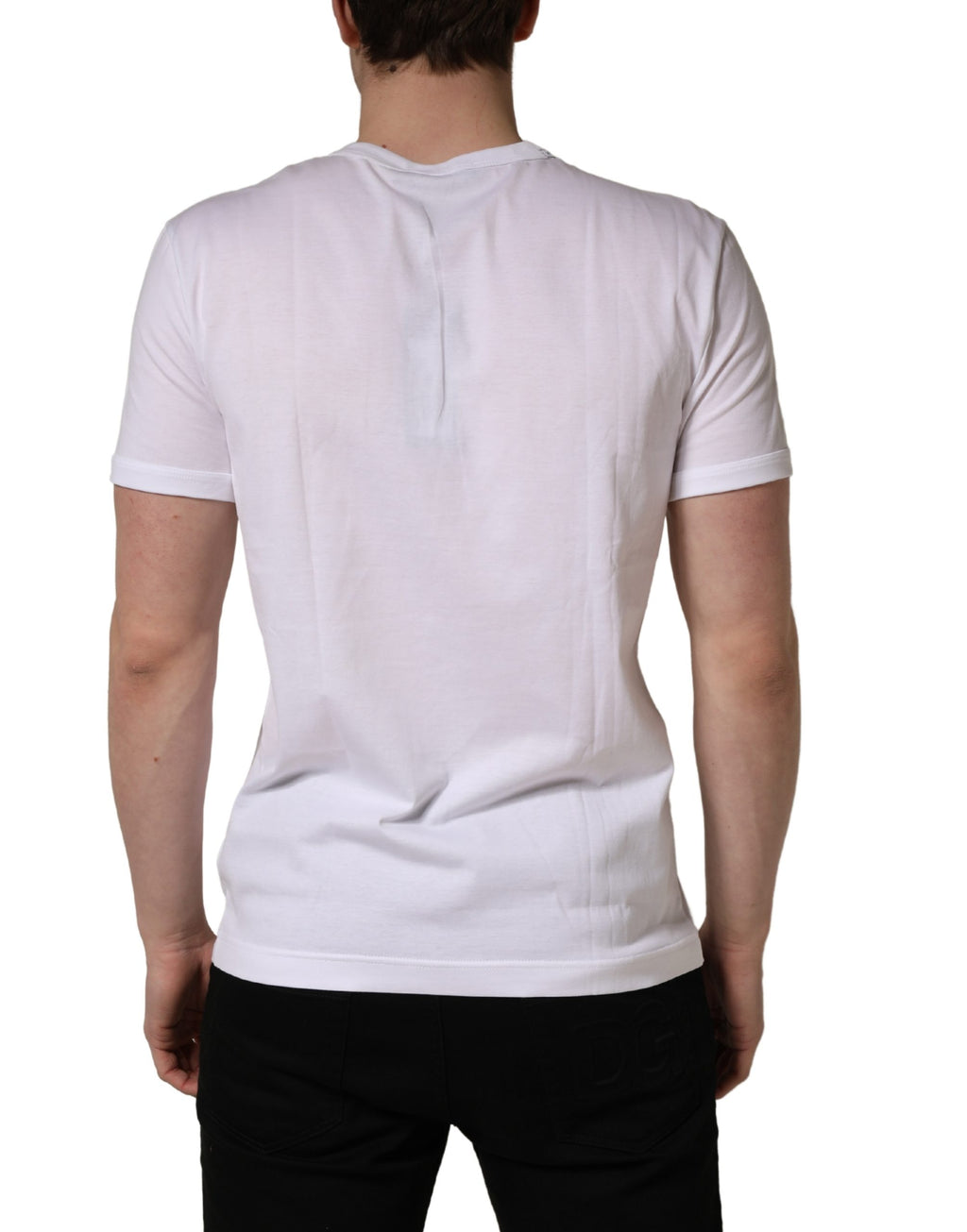 Dolce & Gabbana White Bee Crown Embroidery Cotton Men T-shirt