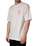 Dolce & Gabbana White Graphic Print Cotton Crew Neck  T-shirt