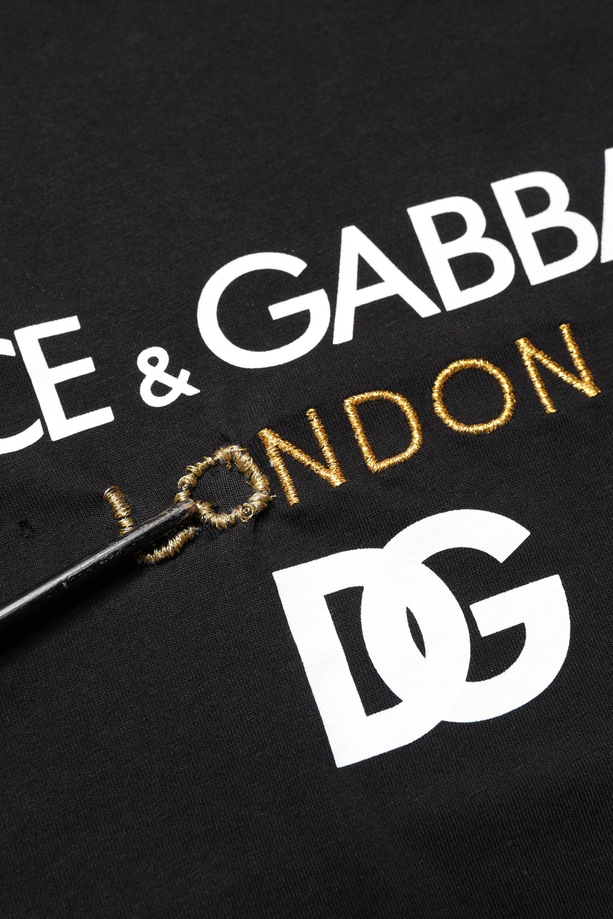 Dolce & Gabbana Black DG London Cotton Men Crew Neck  T-shirt