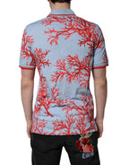 Dolce & Gabbana LightBlue Coral Cotton Collared Polo  T-shirt