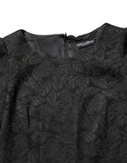 Dolce & Gabbana Black Floral Brocade Sheath Knee Length Dress