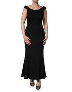 Dolce & Gabbana Black Floral Brocade Sheath Mermaid Dress