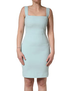 Dolce & Gabbana Green Square Neck Sleeveless Mini  Dress