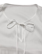 Dolce & Gabbana White Tiered Cotton Poplin Sheer Mini Dress