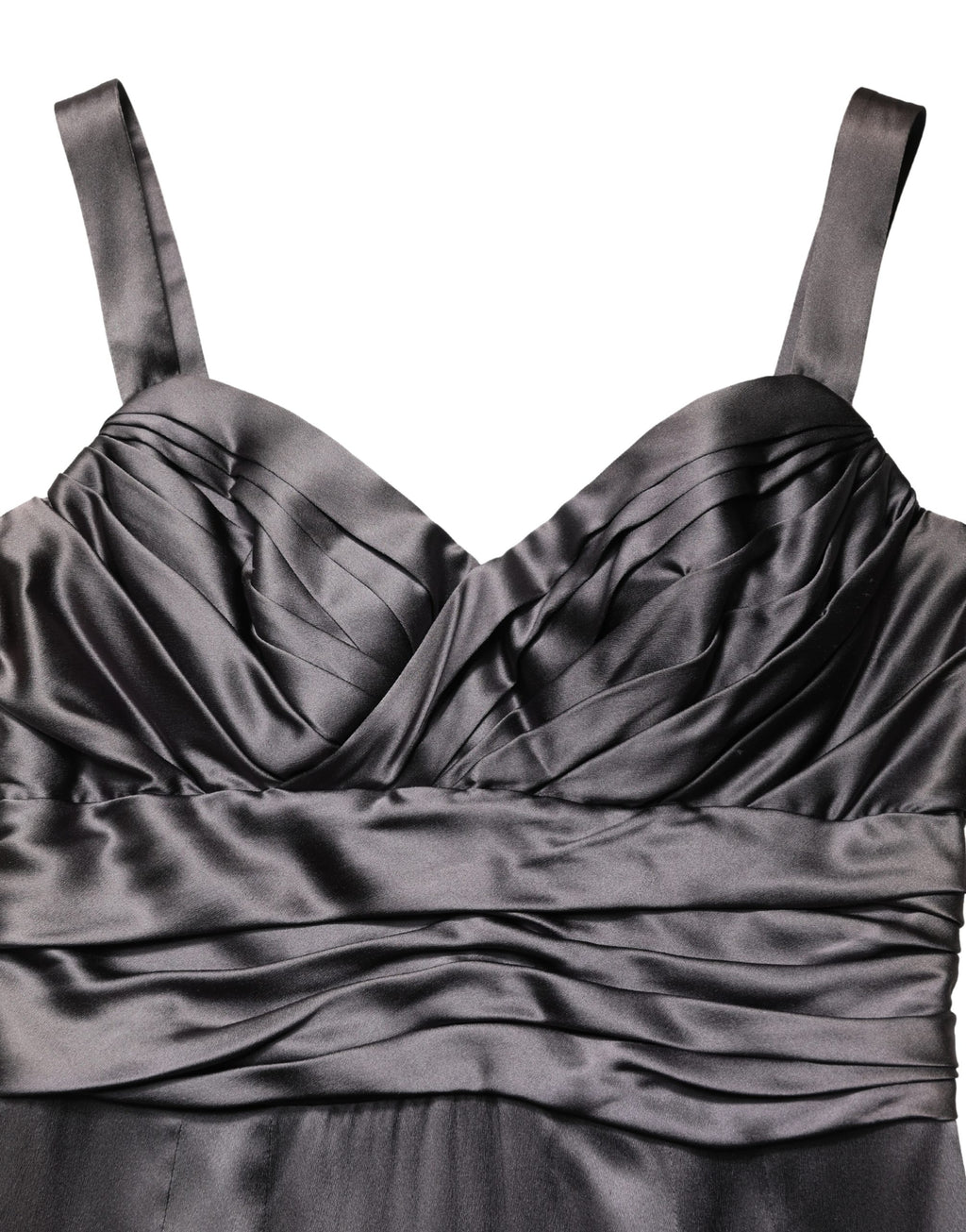 Dolce & Gabbana Black Satin Sleeveless Sweetheart Dress