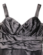 Dolce & Gabbana Black Satin Sleeveless Sweetheart Dress
