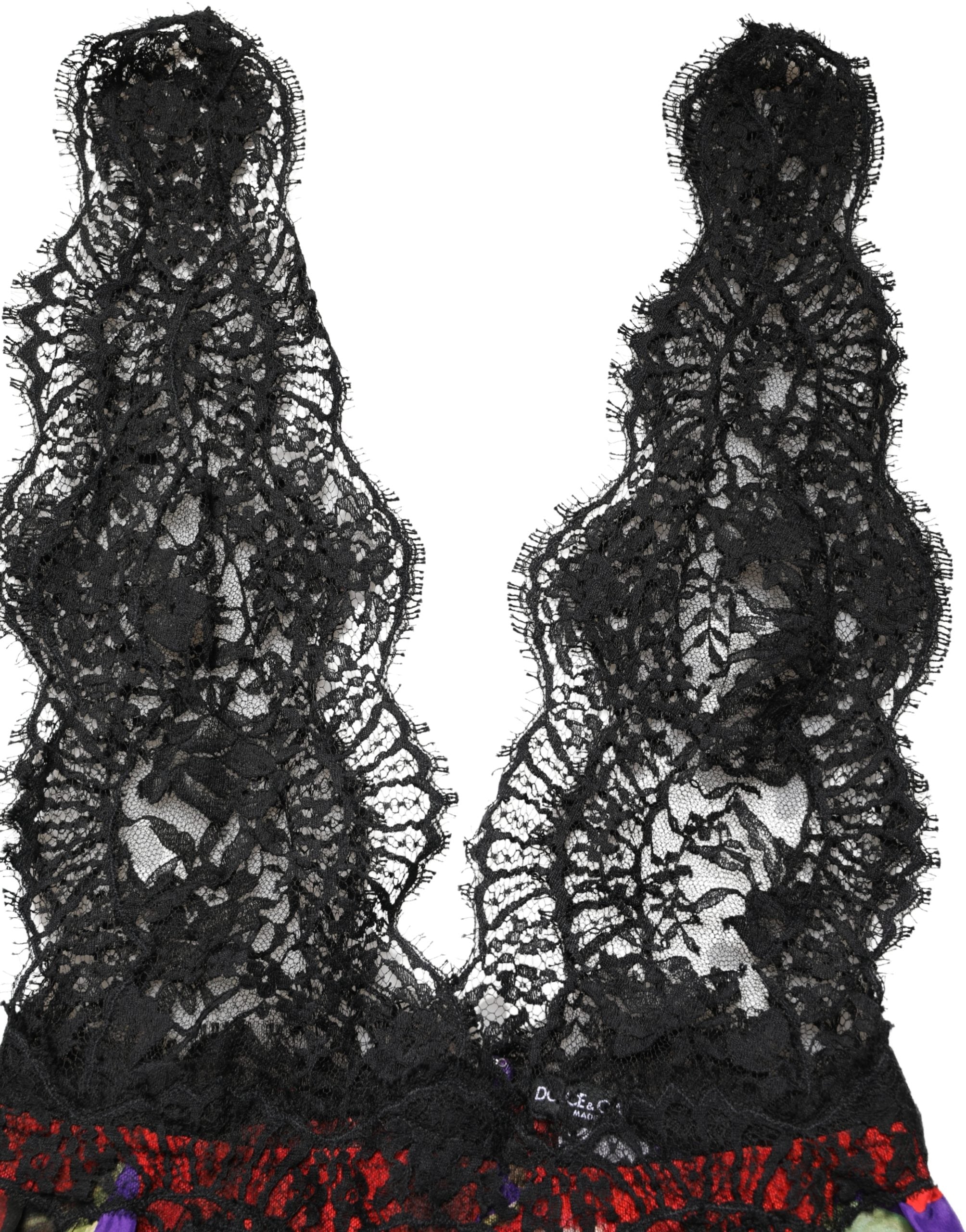 Dolce & Gabbana Multicolor Floral Lace Short Mini Sleeveless Dress