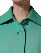 Dolce & Gabbana Green Buttoned Down Belt Trench Coat Jacket