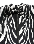 Dolce & Gabbana Black White Viscose Zebra Pattern Jumpsuit