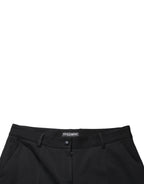 Dolce & Gabbana Black Wool High Waist Cropped Tapered Pants