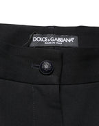 Dolce & Gabbana Black Wool High Waist Cropped Tapered Pants
