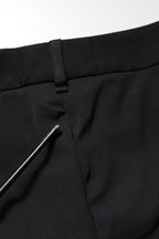 Dolce & Gabbana Black Wool High Waist Cropped Tapered Pants