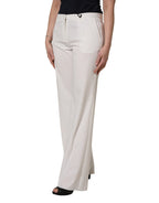 Twinset White Mid Waisted Wide Leg Chino Women Trouser Pants