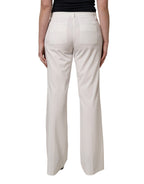 Twinset White Mid Waisted Wide Leg Chino Women Trouser Pants