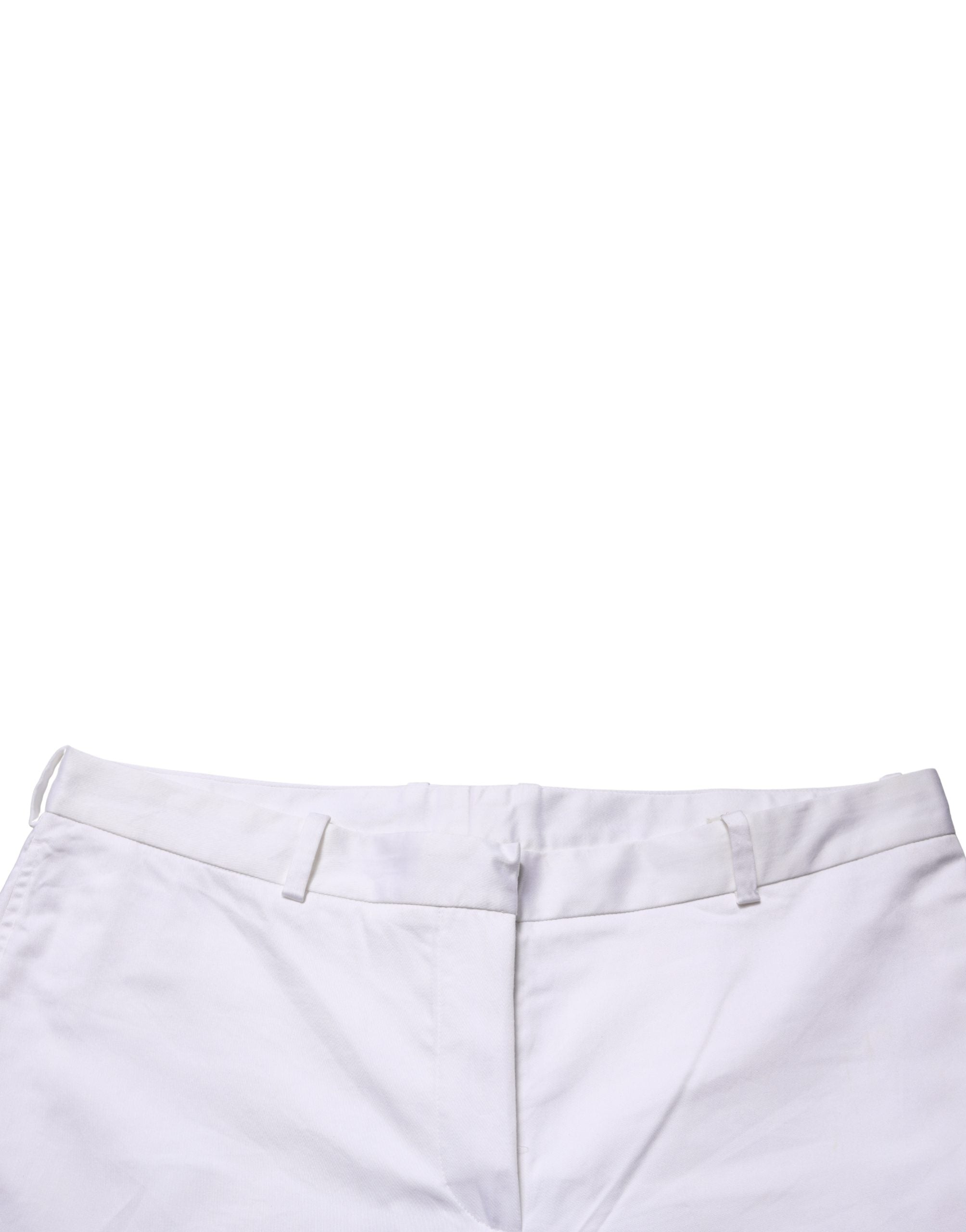 GF Ferre White Mid Waist Straight Chino Women Trouser Pants