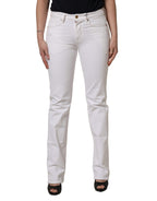 7 For All Mankind White Mid Waisted Skinny Denim Trouser Jeans