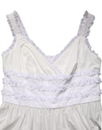 Dolce & Gabbana White Cotton Sleeveless Lace Maxi Dress