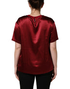 Dolce & Gabbana Maroon Royal Crown Dress Queen Painting Silk  T-shirt