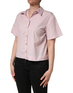 Dolce & Gabbana LightPink Cotton Collared Buttoned Blouse  Top