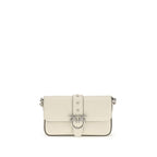 PINKO White Calf Leather Bos Taurus Shoulder Bag