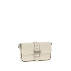 PINKO White Calf Leather Bos Taurus Shoulder Bag