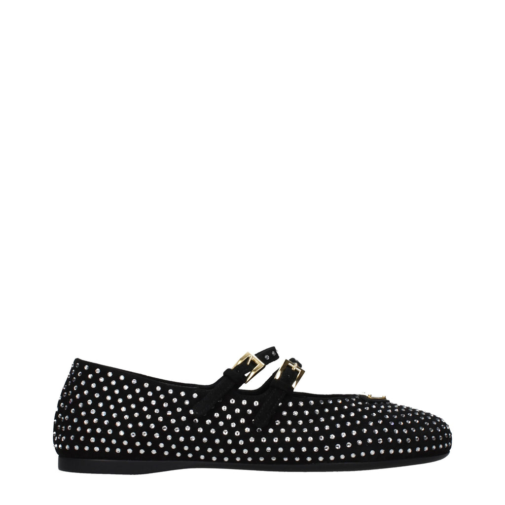 Prada Black Leather Ballet Flats