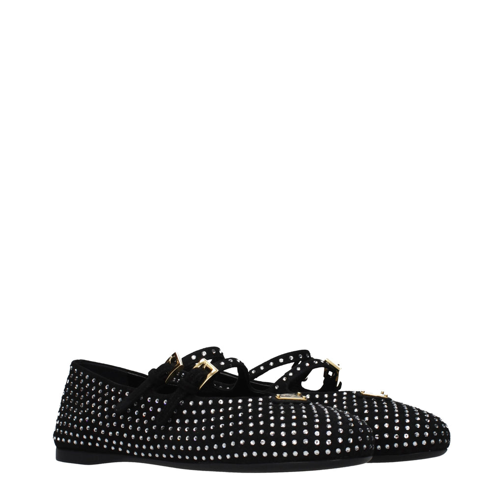 Prada Black Leather Ballet Flats