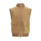 Brunello Cucinelli Beige Lamb Ovis Aries Aries Sleveless Jacket