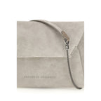 Brunello Cucinelli Gray Calf Leather Bos Taurus Shoulder Bag