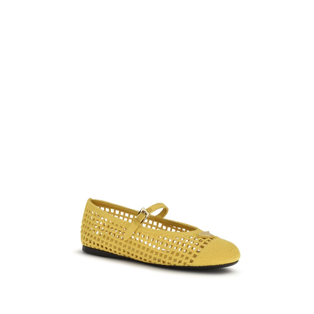 Prada Bicolor Cotton Ballet Flats
