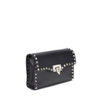 Valentino Garavani Black Calf Leather Bos Taurus Shoulder Bag
