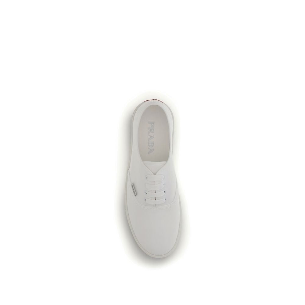 Prada White Cotton Low Top Sneakers