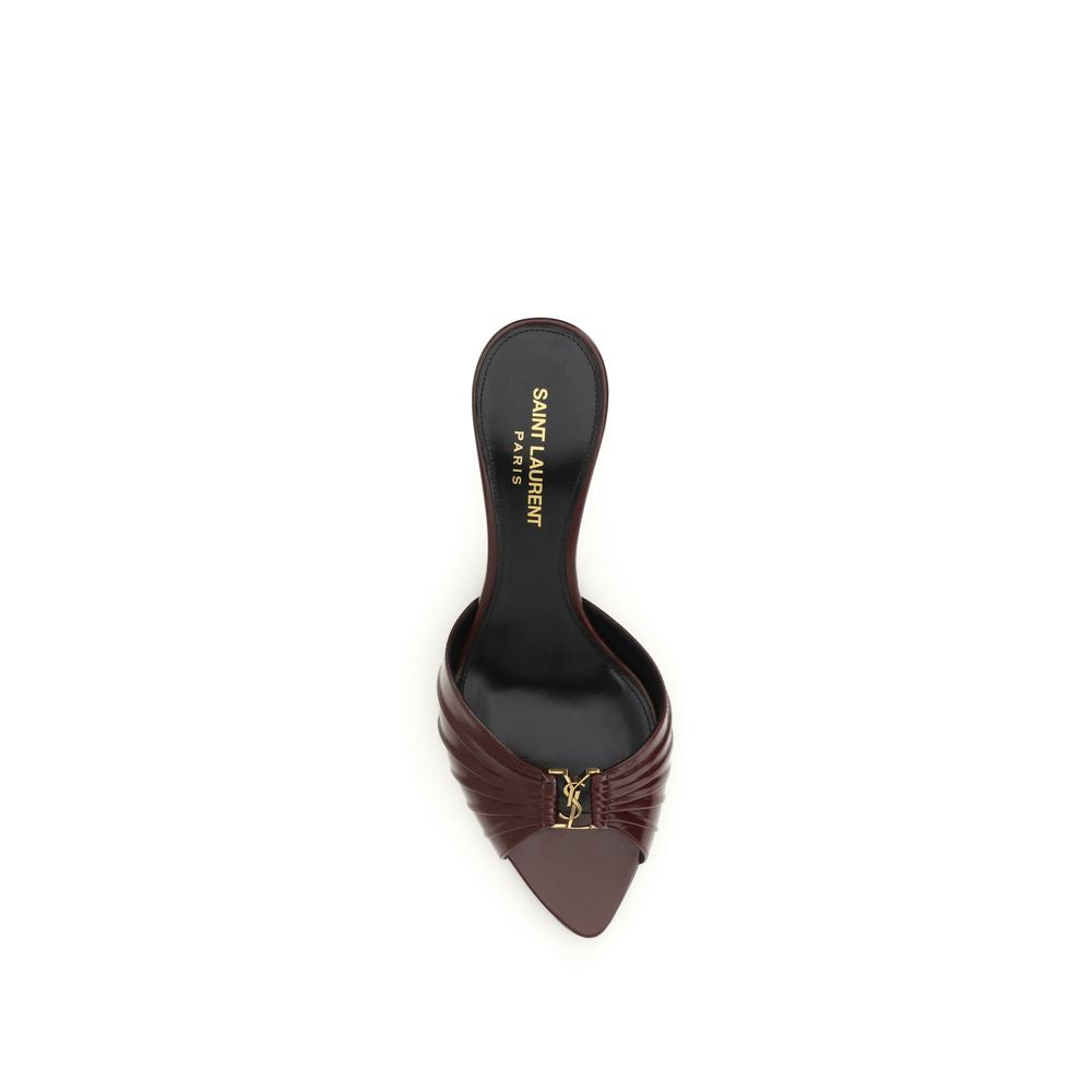 Saint Laurent Bordeaux Calf Leather Bos Taurus Stiletto Heel Sandals