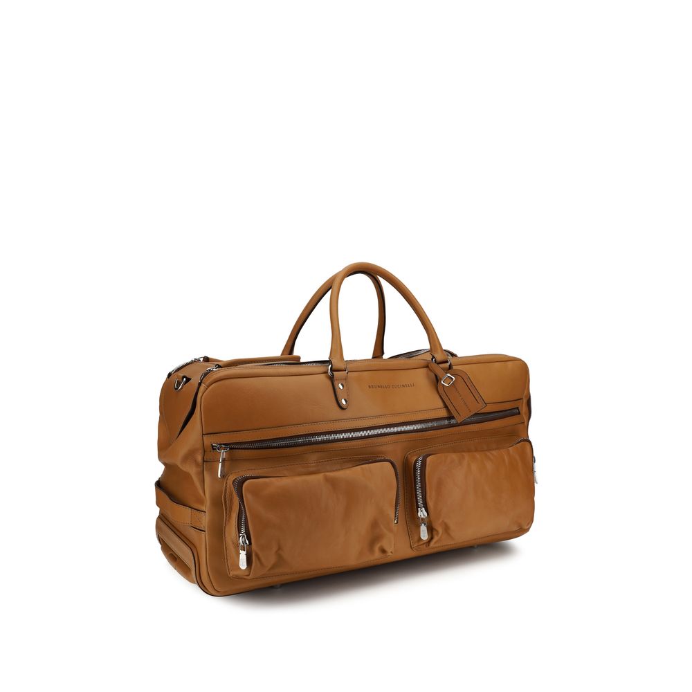 Brunello Cucinelli Brown Calf Leather Bos Taurus Luggage And Travel