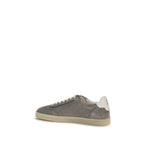 Brunello Cucinelli Gray Calf Leather Bos Taurus Low Top Sneakers