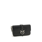 PINKO Black Calf Leather Bos Taurus Shoulder Bag