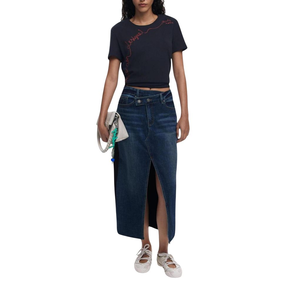 Desigual Blue Cotton Long Skirt