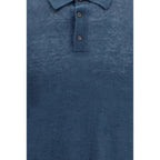 Roberto Collina Blue Linen Polo Shirt