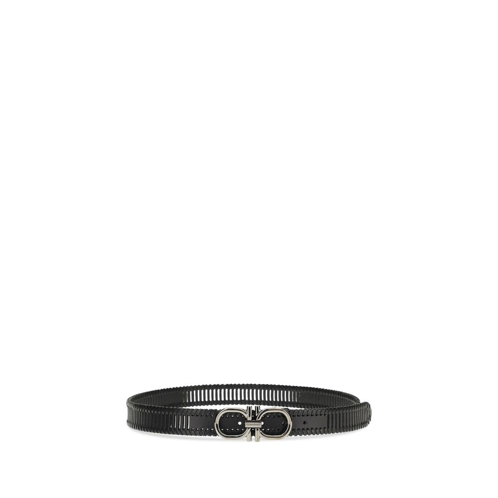 Ferragamo Black Calf Leather Bos Taurus Regular Belt
