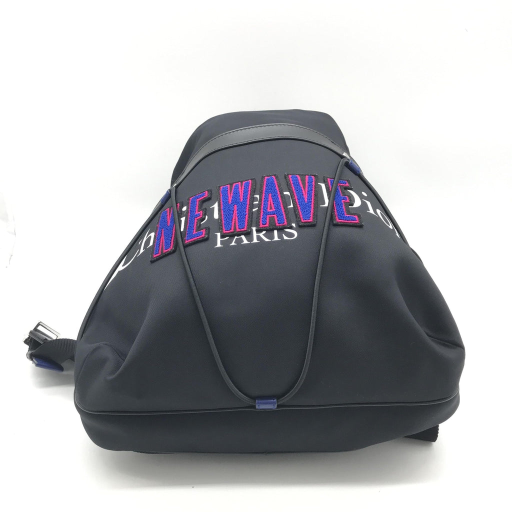 Christian Dior Newave Drawstring Nylon Backpack In Black