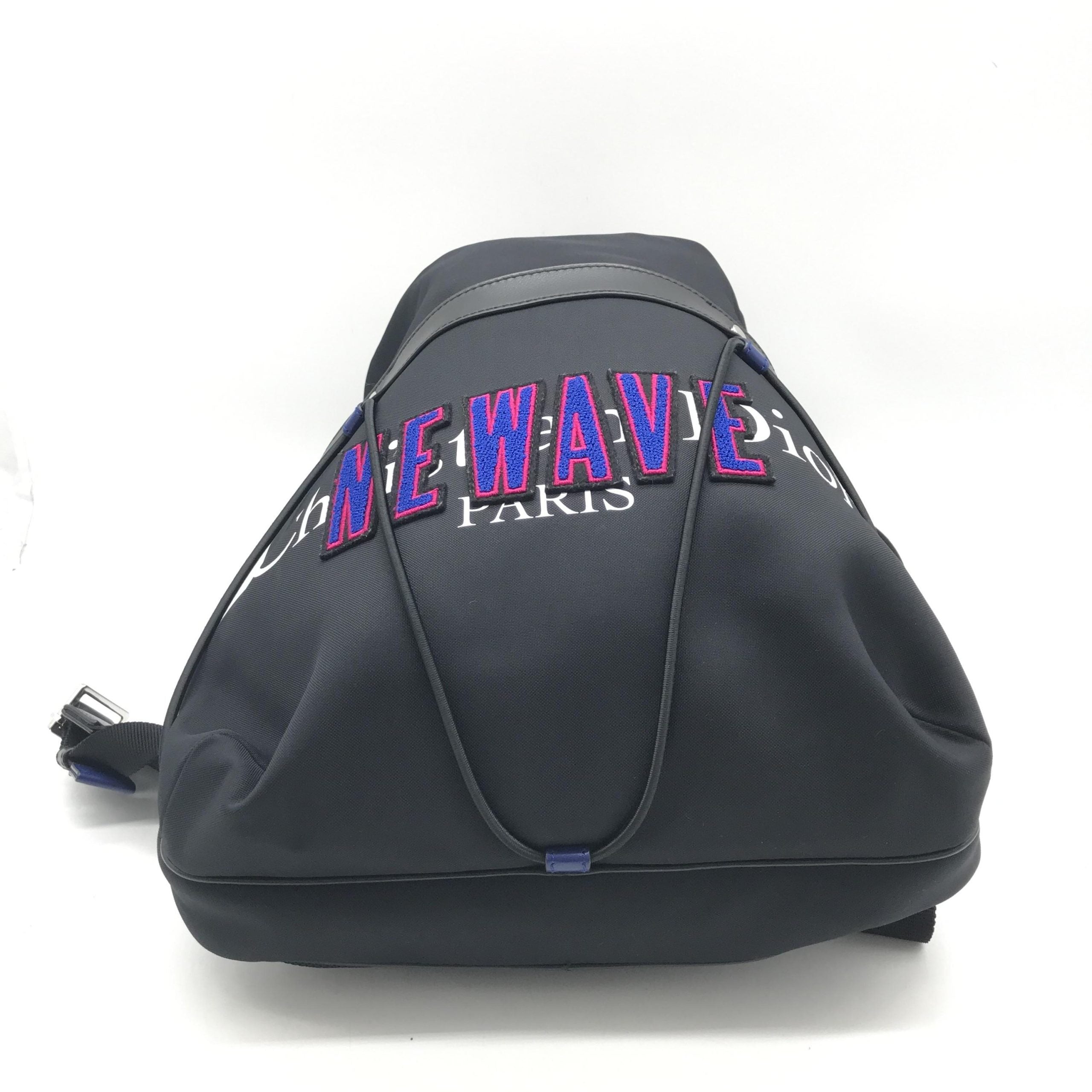 Christian Dior Newave Drawstring Nylon Backpack In Black