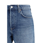 Agolde Blue Cotton Bermuda Shorts