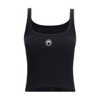 Marine Serre Black Cotton Tank Tops
