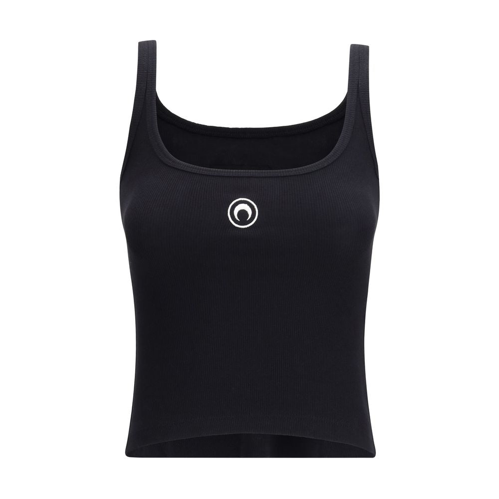 Marine Serre Black Cotton Tank Tops
