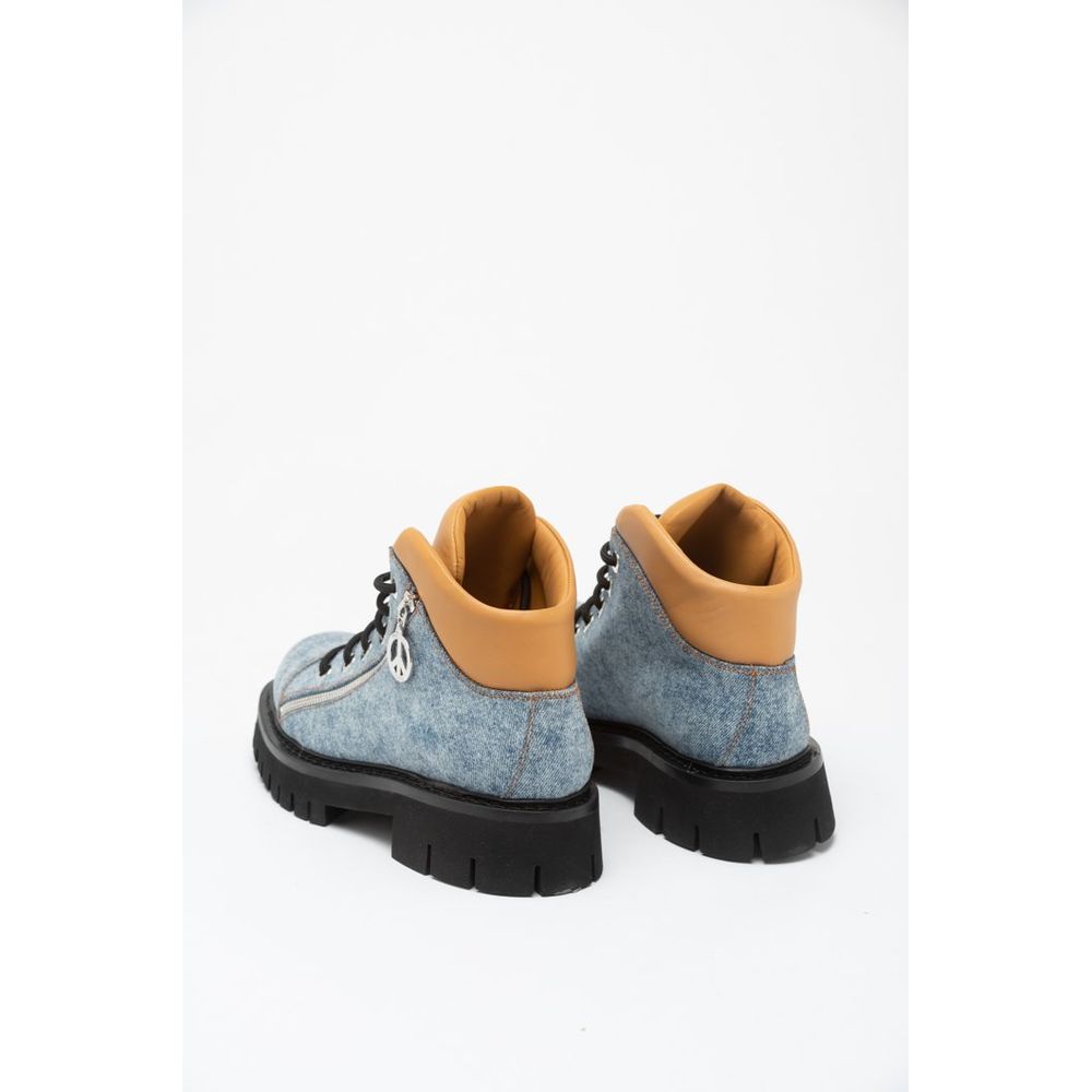 Moschino Multicolor Cotton Lace-Up Boots