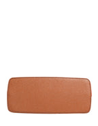 Dolce & Gabbana Orange Beige Leather DG Logo Zip Around Hand Purse Wallet