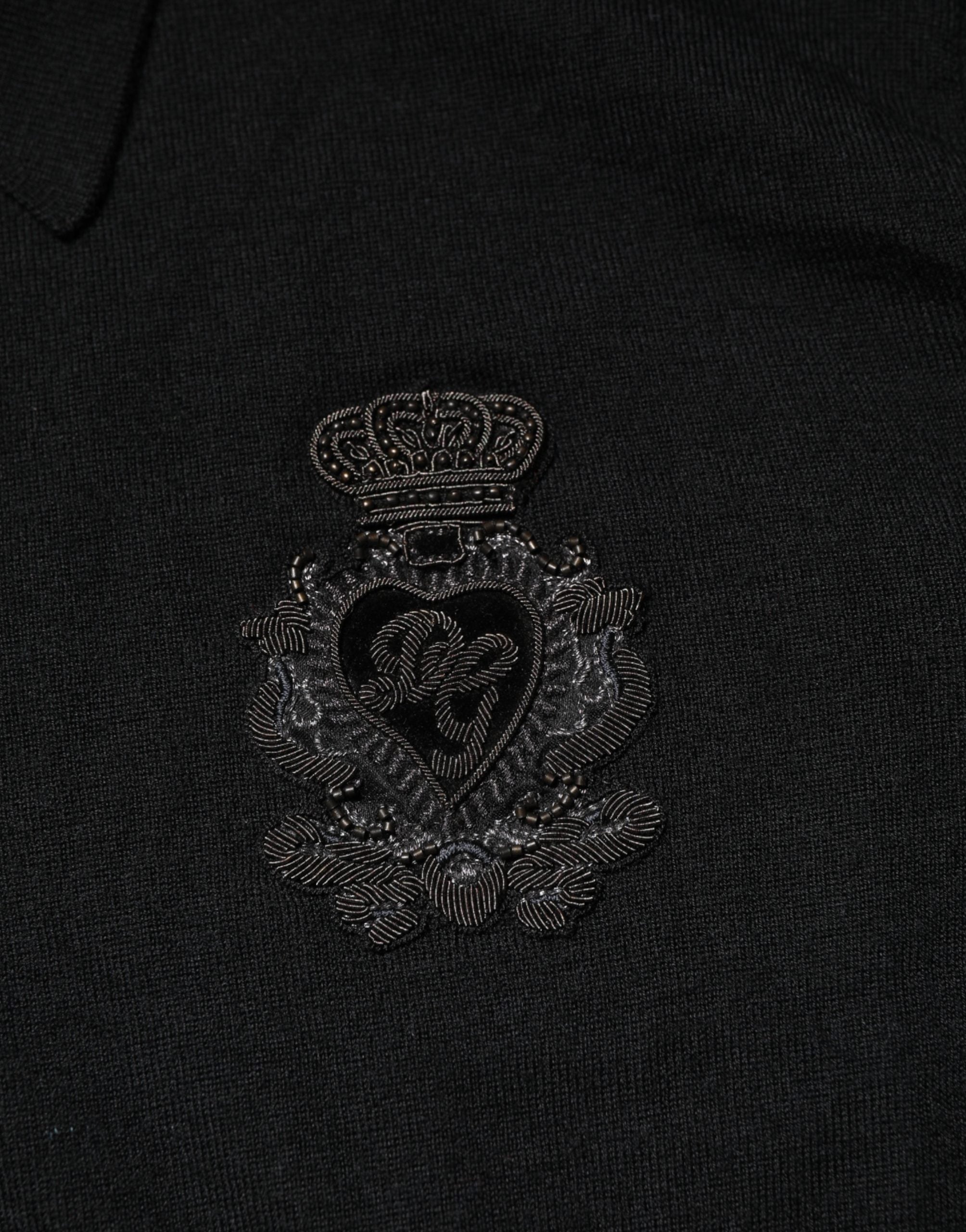 Dolce & Gabbana Black Crest Long Sleeve Men Pullover Sweater